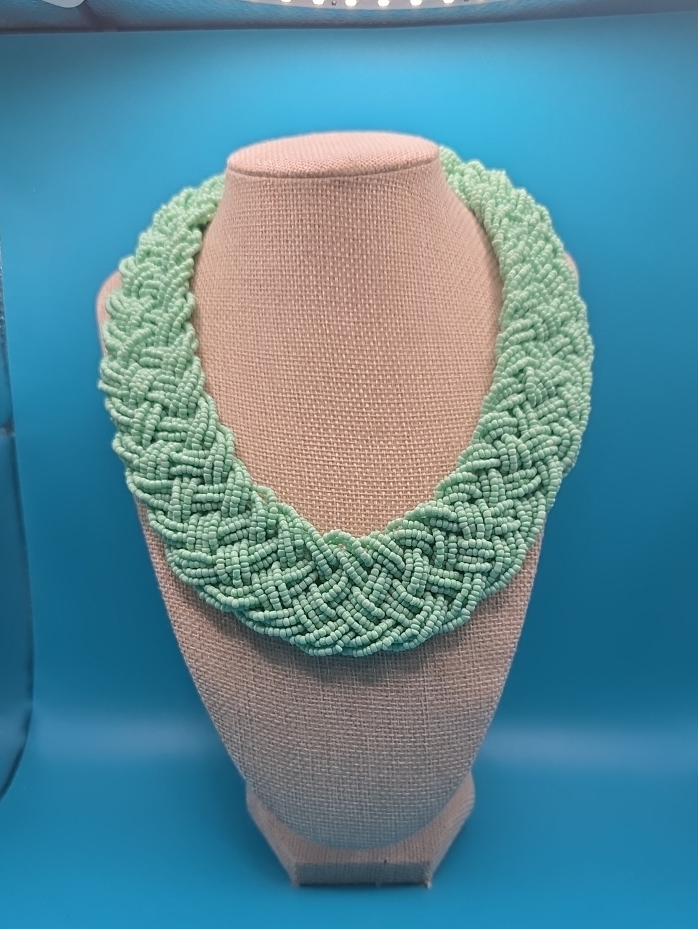 Mint Braided Bead Statement Necklace - Women Jewelry